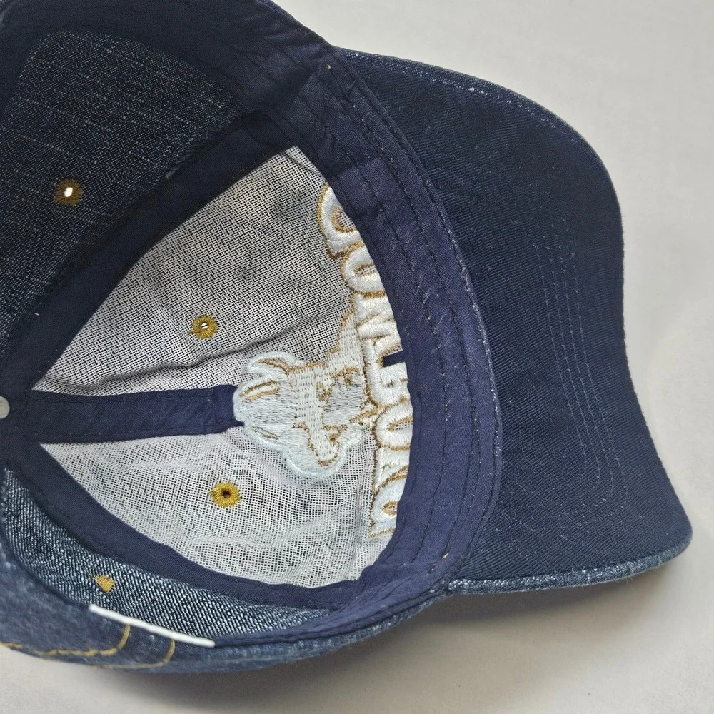 Denim Cowboys Baseball Cap Embroidered Logo Adjustable Strap Distressed One Size